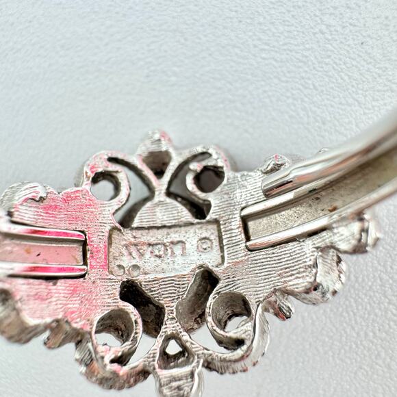 Vintage Avon Midnight Splendor Faux? Hematite Ring Crystals Opulent Ornate 1972 - Picture 10 of 15